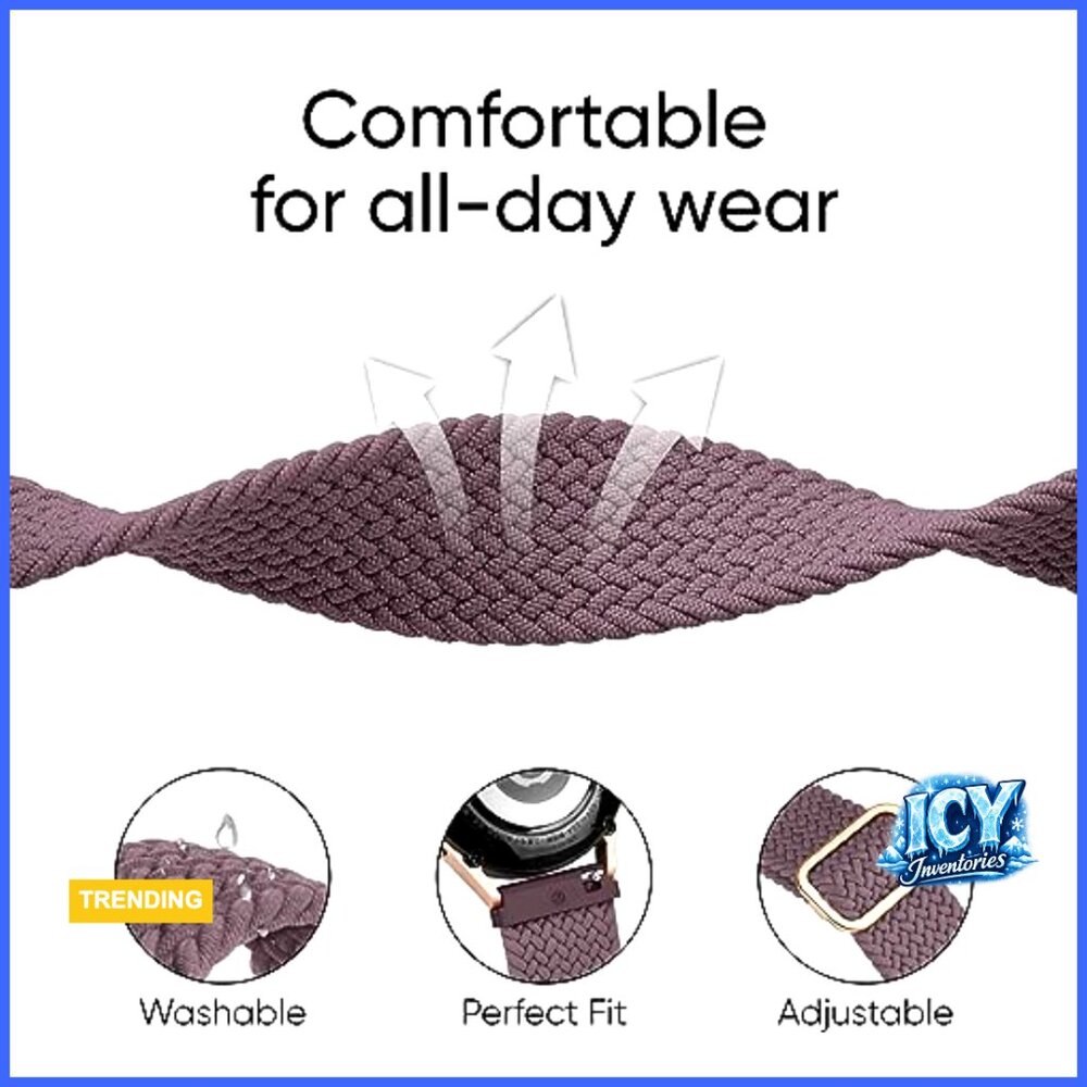 20mm Stretchy Nylon Watch Bands Compatible with Samsung Smartwatches - Picture 2 of 7